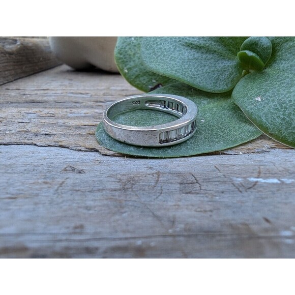 Vintage Sterling Channel Set Baguette Band Ring by Esse Size 7 Silver Ring - Picture 7 of 11